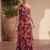 Natalia | Długa zwiewna sukienka satynowa, ponadczasowa elegancja