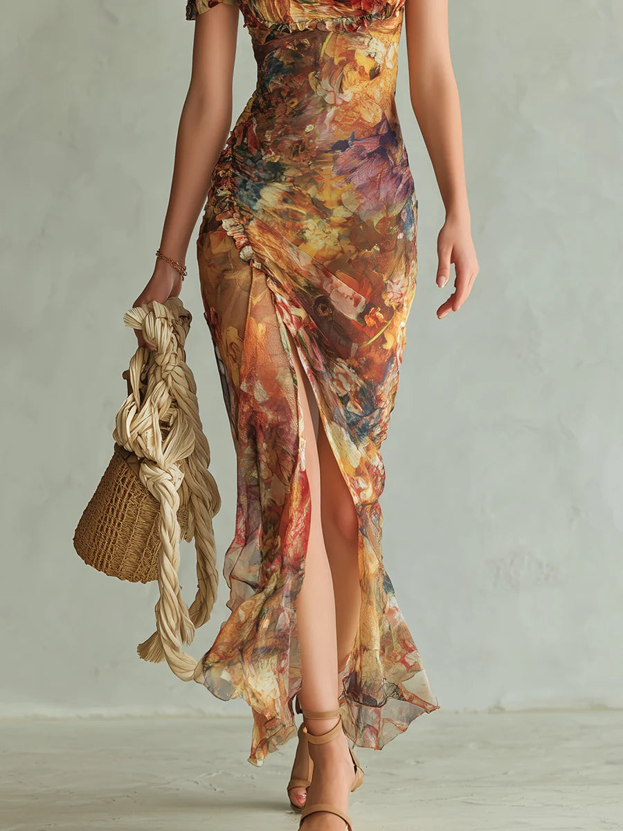 Wioletta | Sukienka maxi szyfonowa boho