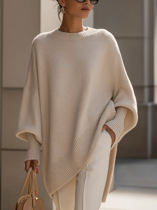 Luiza | Sweter oversize z asymetrycznym dołem