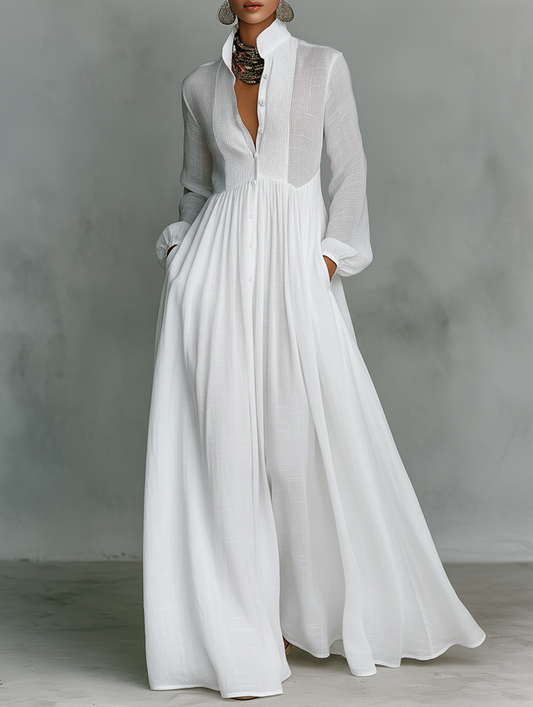 Klaudia | Elisa · Minimalistyczna sukienka maxi z wysokim kołnierzem