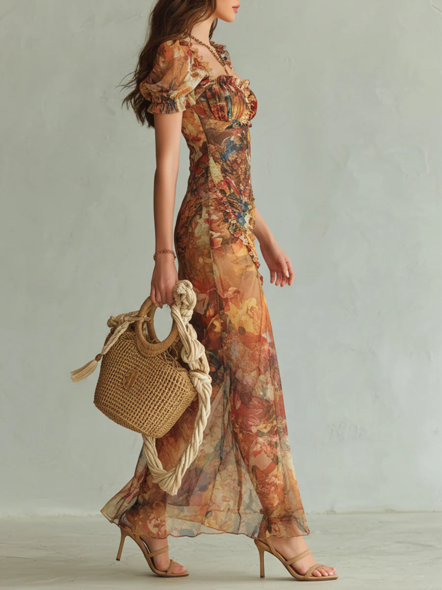 Wioletta | Sukienka maxi szyfonowa boho