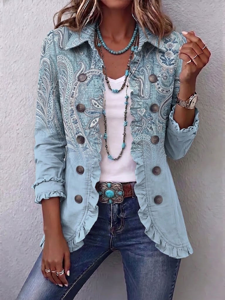 Weronika | Marszczona kurtka w stylu vintage paisley
