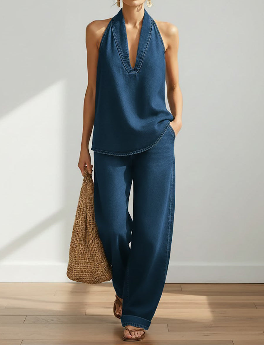 Ivy | Dwuczęściowy zestaw w stylu vintage denim