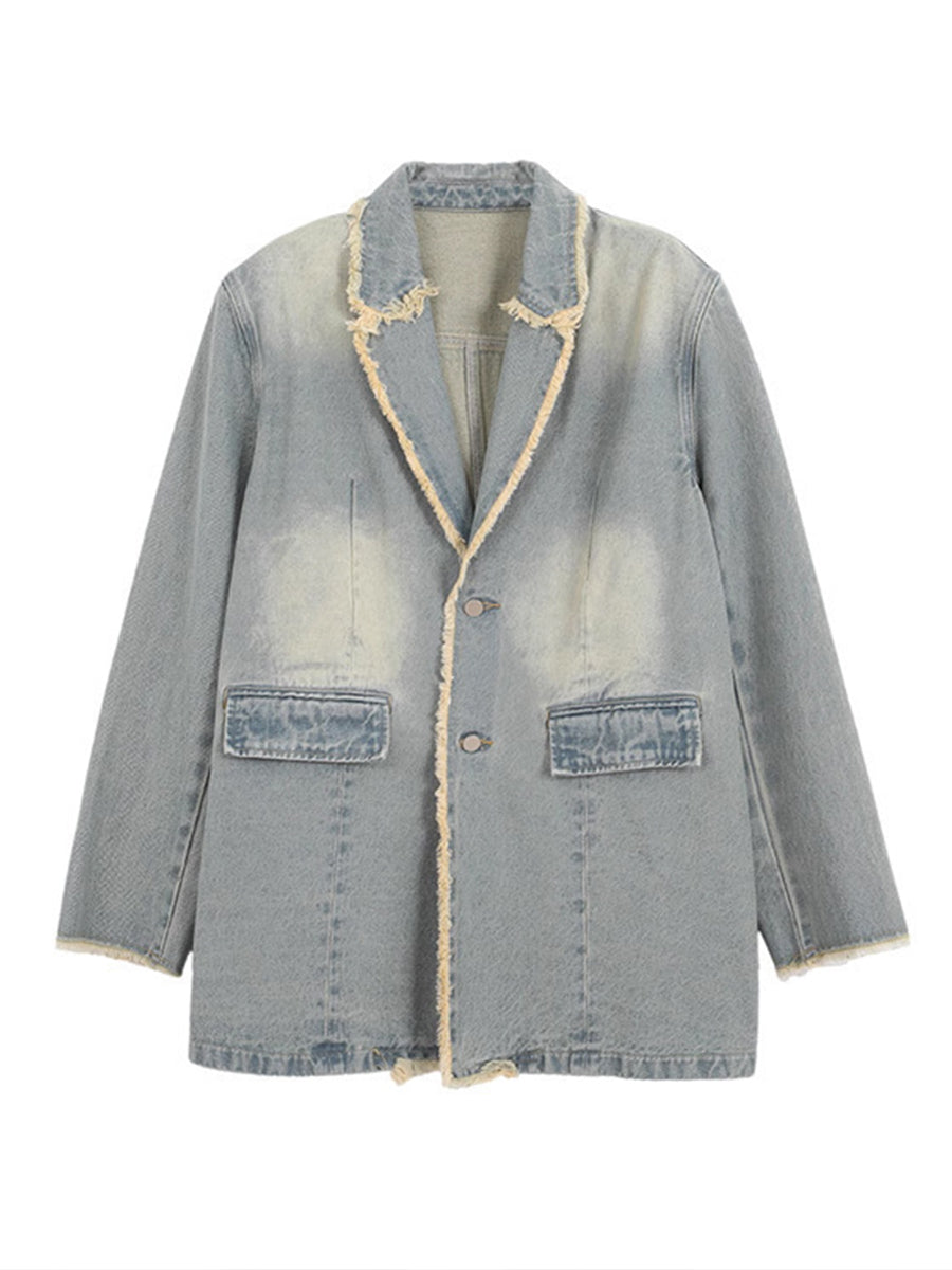 Beata | Marynarka oversize w stylu vintage z surowymi krawędziami
