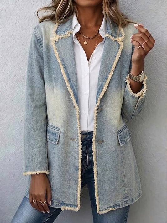 Beata | Marynarka oversize w stylu vintage z surowymi krawędziami