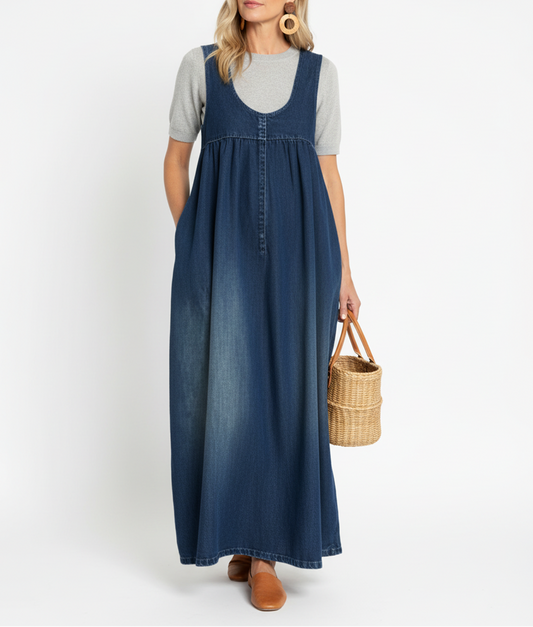 Karen | Jeansowa sukienka maxi w stylu vintage