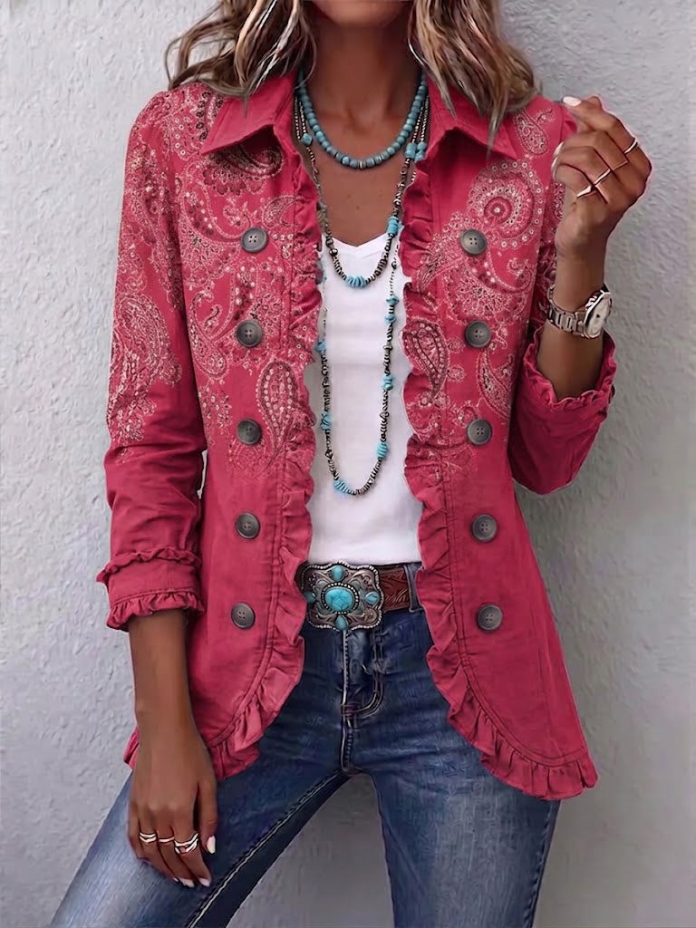 Anna | Marszczona kurtka w stylu vintage paisley
